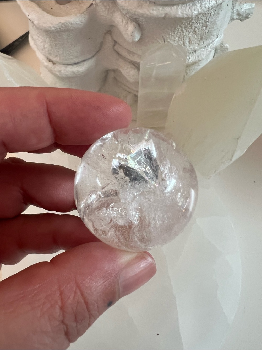 Clear Crackle Quartz Crystal Sphere
